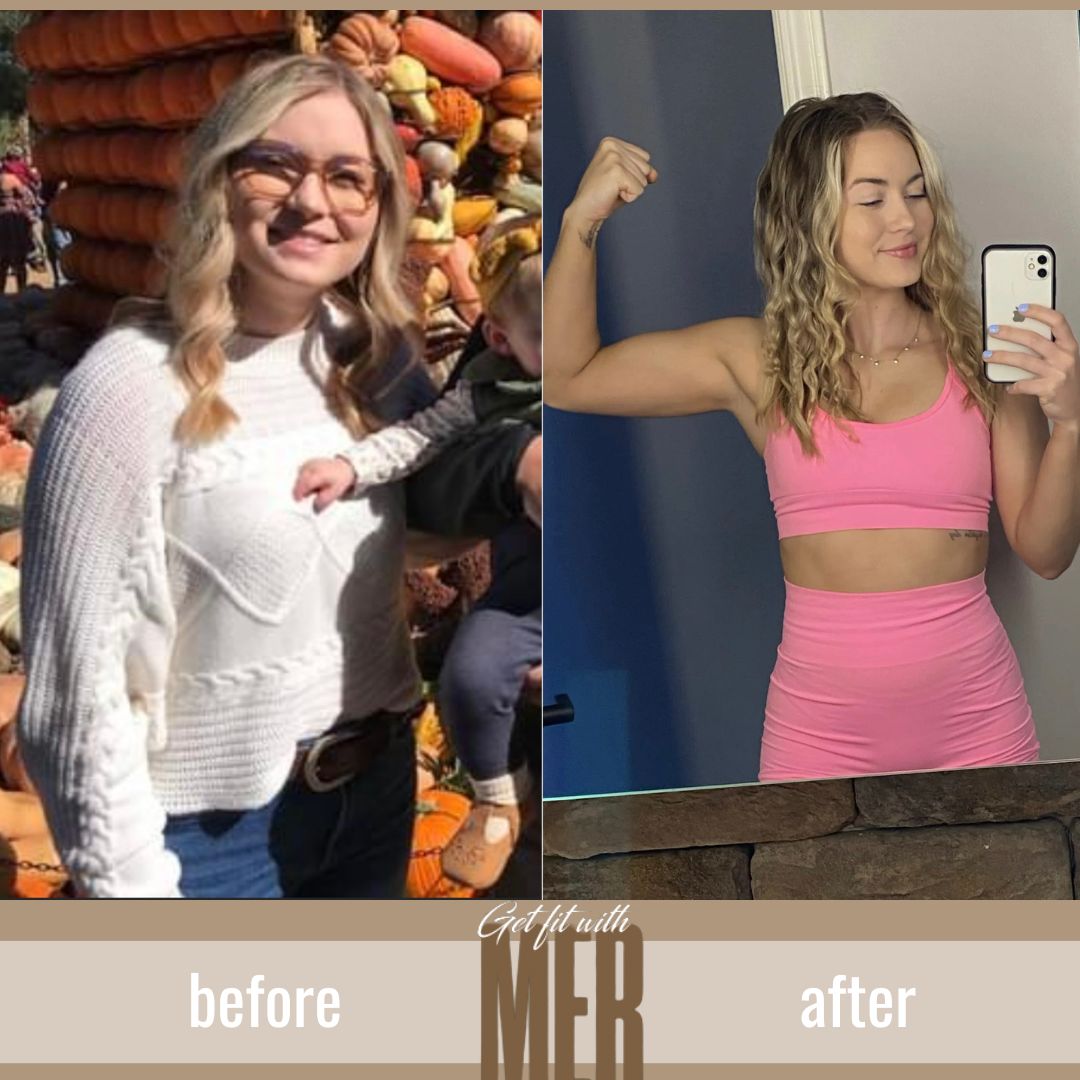 Before and after photo of woman losing lots of weight