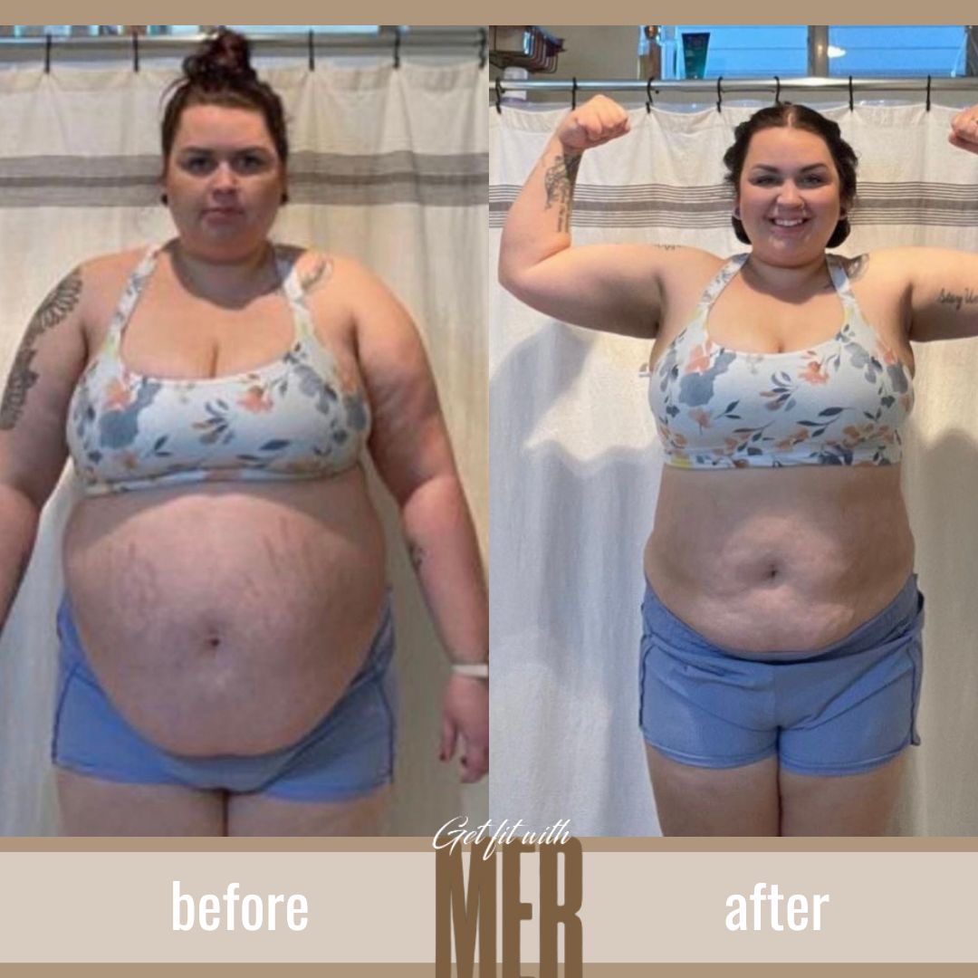 Before and after photo of woman losing lots of weight