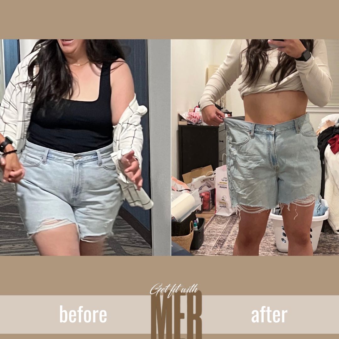 Before and after photo of woman losing lots of weight